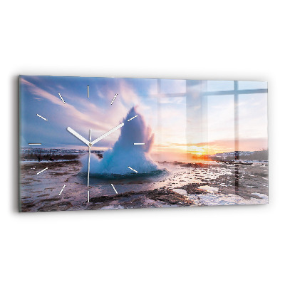 Horloge rectangulaire horizontale 'Geyser sur l''île d''Islande'