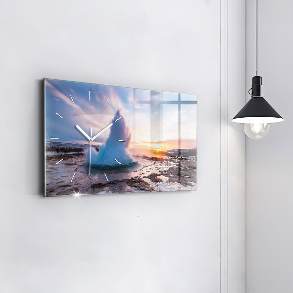 Horloge rectangulaire horizontale 'Geyser sur l''île d''Islande'