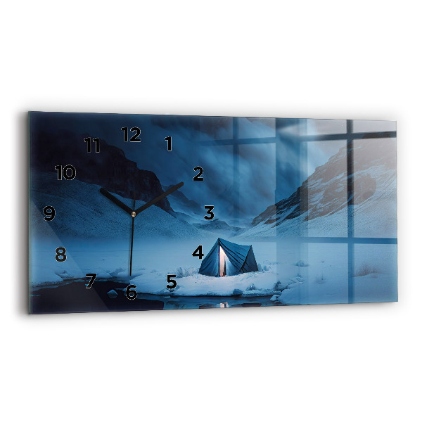 Horloge murale horizontale 'Tente dans les montagnes d''Islande'