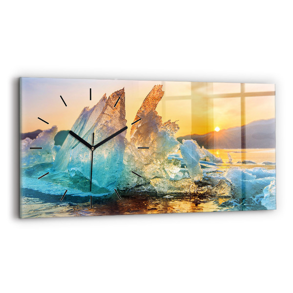 Horloge rectangulaire horizontale Iceberg et lever de soleil