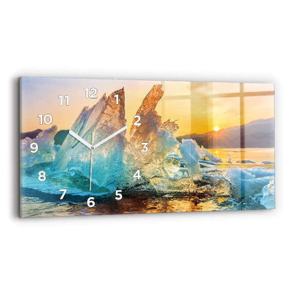 Horloge rectangulaire horizontale Iceberg et lever de soleil