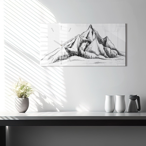 Horloge rectangulaire horizontale Montagnes dessinées