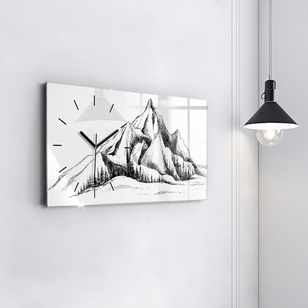 Horloge rectangulaire horizontale Montagnes dessinées