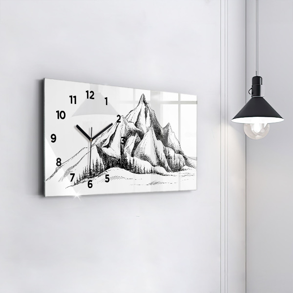 Horloge rectangulaire horizontale Montagnes dessinées