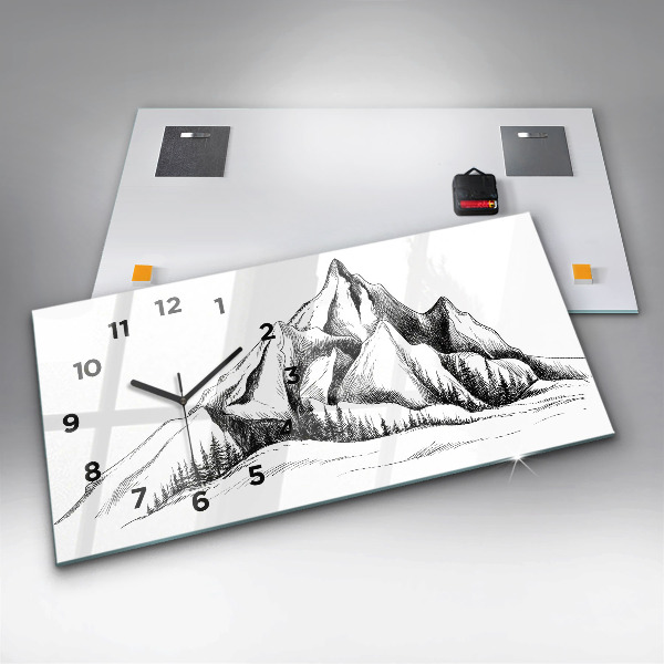 Horloge rectangulaire horizontale Montagnes dessinées