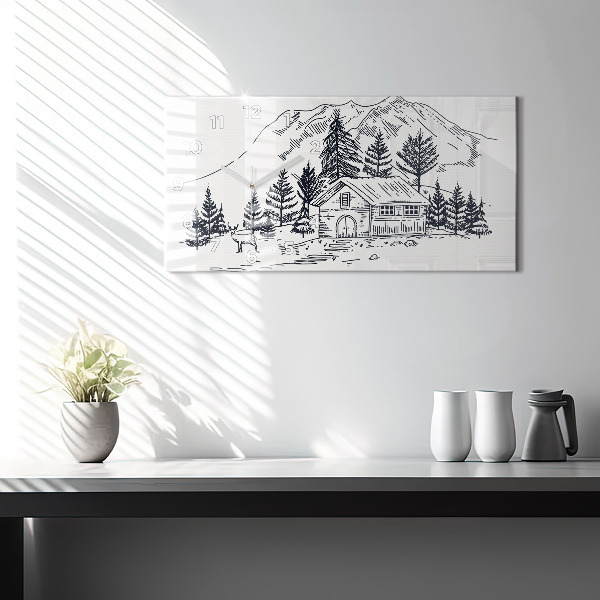 Horloge rectangulaire horizontale Ville de dessin animé