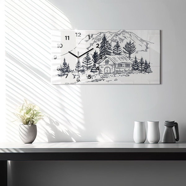 Horloge rectangulaire horizontale Ville de dessin animé