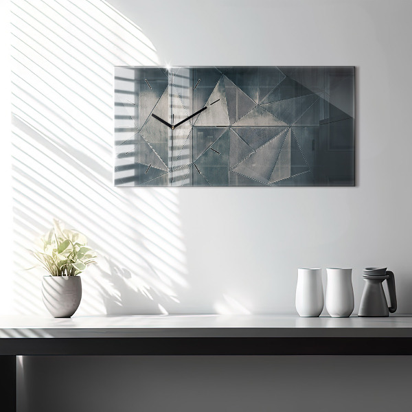 Horloge rectangulaire horizontale Triangles abstraits en métal