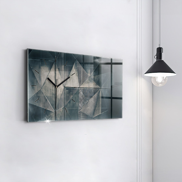 Horloge rectangulaire horizontale Triangles abstraits en métal