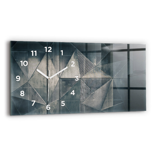 Horloge rectangulaire horizontale Triangles abstraits en métal