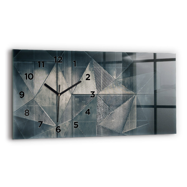 Horloge rectangulaire horizontale Triangles abstraits en métal
