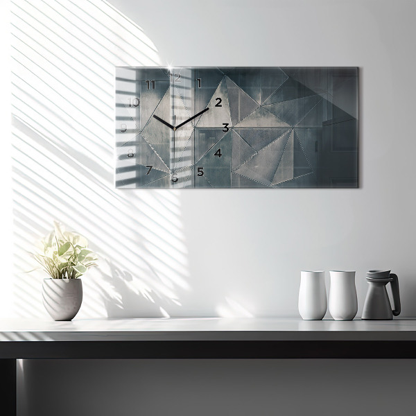 Horloge rectangulaire horizontale Triangles abstraits en métal