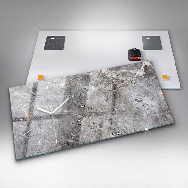 Horloge murale horizontale Pierre de marbre en granit gris