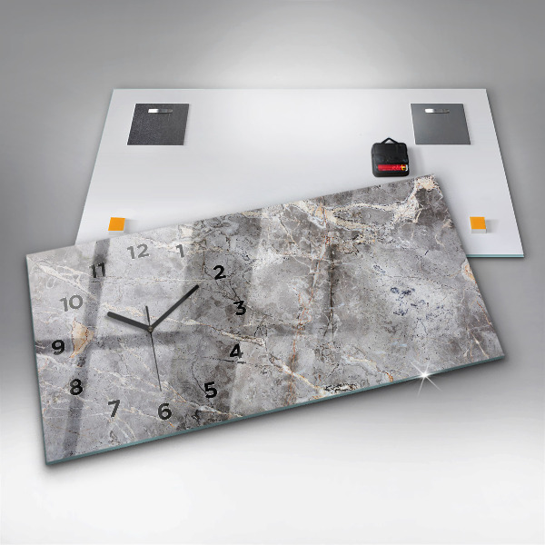 Horloge murale horizontale Pierre de marbre en granit gris