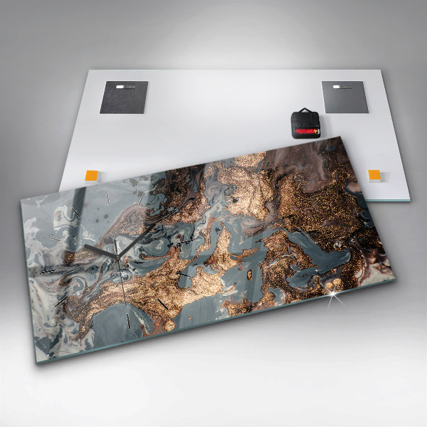 Horloge murale horizontale Art abstrait du marbre