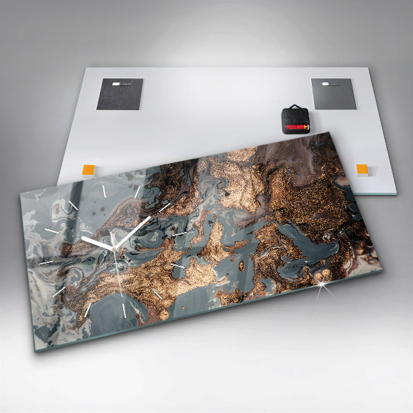 Horloge murale horizontale Art abstrait du marbre