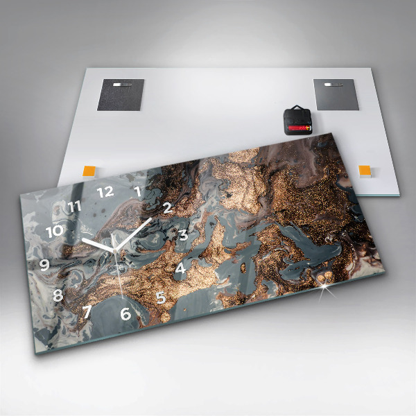 Horloge murale horizontale Art abstrait du marbre