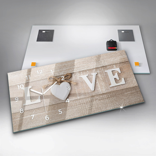 Horloge rectangulaire horizontale 'L''inscription amour'