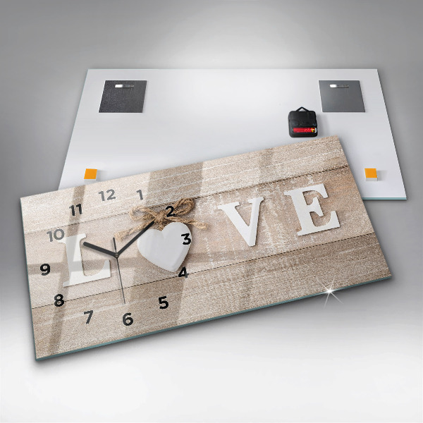 Horloge rectangulaire horizontale 'L''inscription amour'