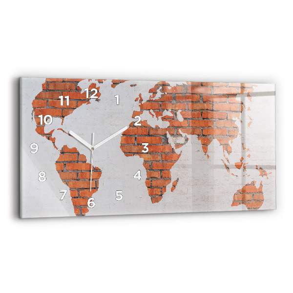 Horloge rectangulaire horizontale Carte du monde en briques