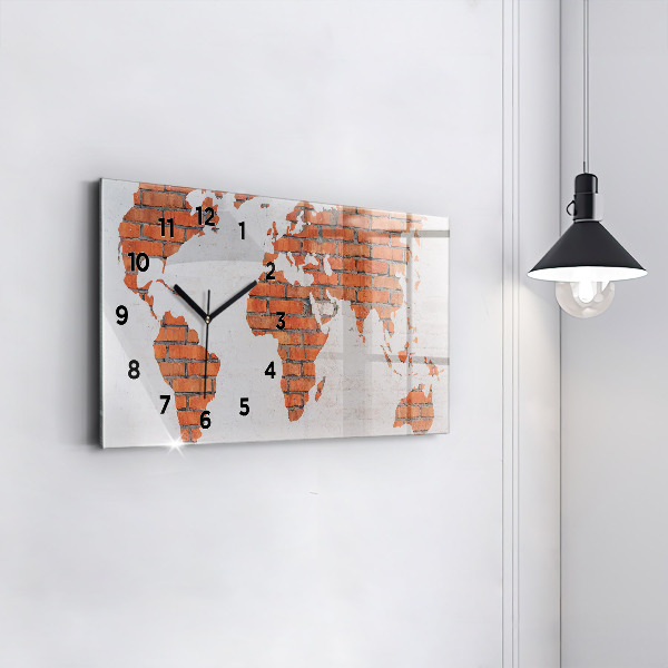Horloge rectangulaire horizontale Carte du monde en briques