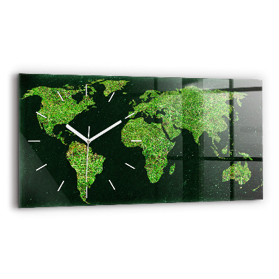 Horloge rectangulaire horizontale 'Carte du monde de l''herbe'