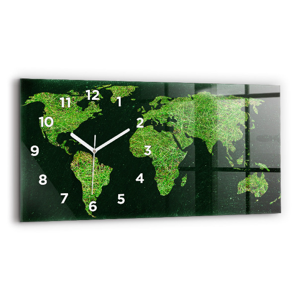 Horloge rectangulaire horizontale 'Carte du monde de l''herbe'