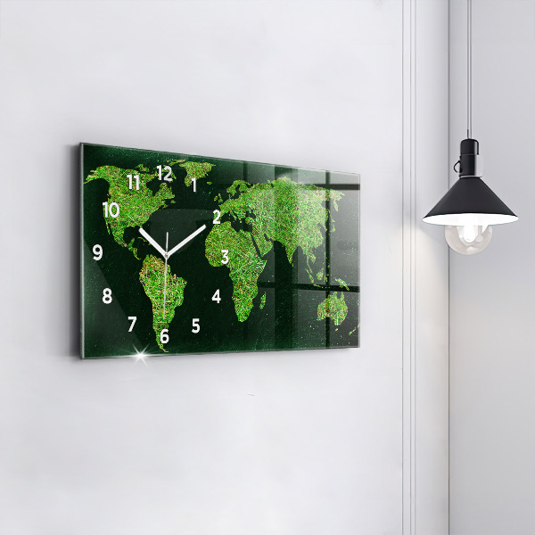 Horloge rectangulaire horizontale 'Carte du monde de l''herbe'