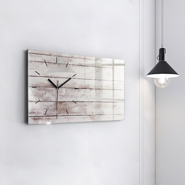 Horloge rectangulaire horizontale Planches de bois clair