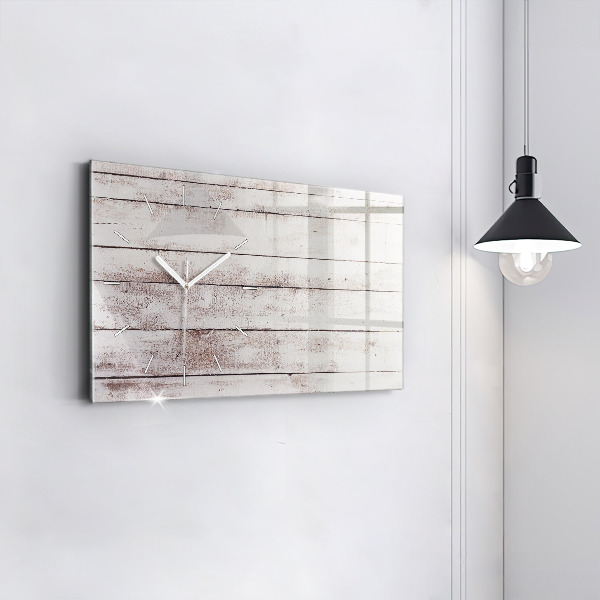 Horloge rectangulaire horizontale Planches de bois clair