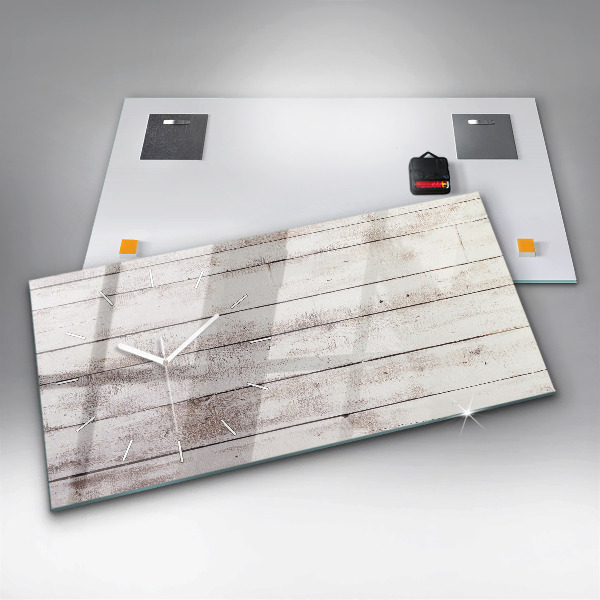 Horloge rectangulaire horizontale Planches de bois clair