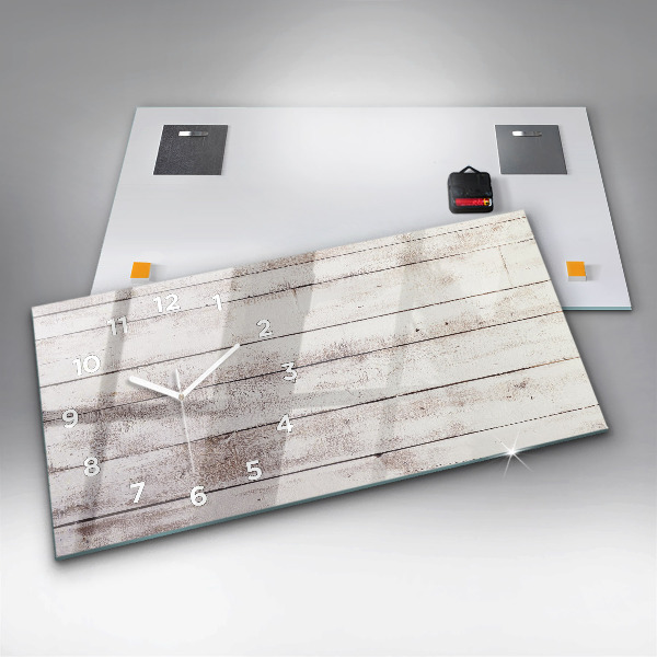 Horloge rectangulaire horizontale Planches de bois clair