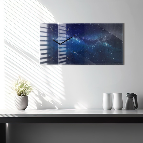 Horloge rectangulaire horizontale Étoiles du ciel sombre