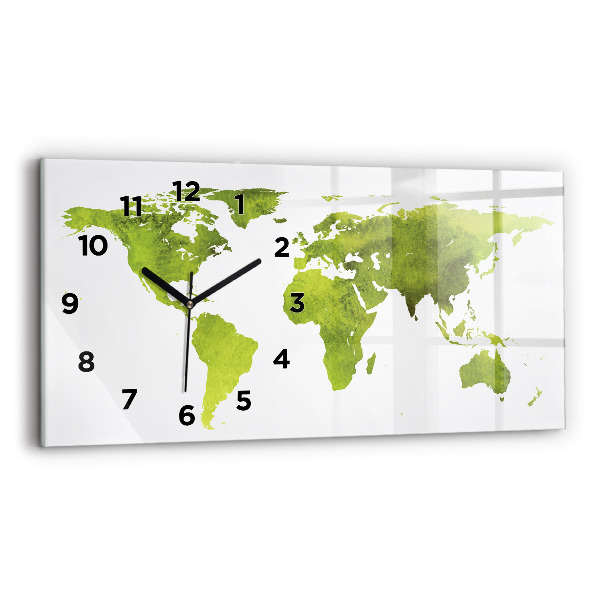 Horloge rectangulaire horizontale 'Carte du monde à l''aquarelle'