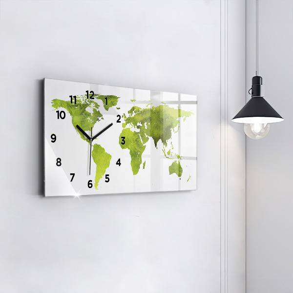 Horloge rectangulaire horizontale 'Carte du monde à l''aquarelle'