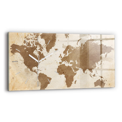 Horloge rectangulaire horizontale Carte peinte du monde