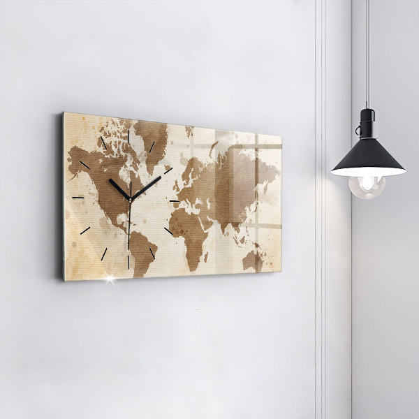 Horloge rectangulaire horizontale Carte peinte du monde