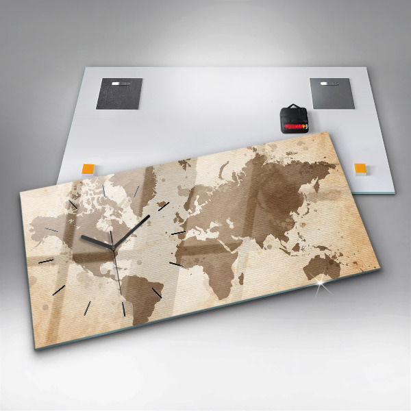 Horloge rectangulaire horizontale Carte peinte du monde