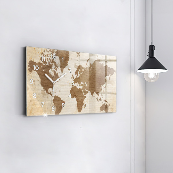 Horloge rectangulaire horizontale Carte peinte du monde