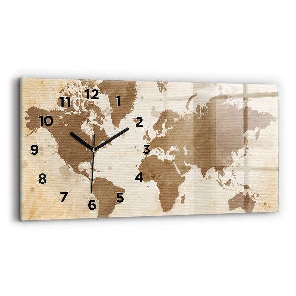 Horloge rectangulaire horizontale Carte peinte du monde