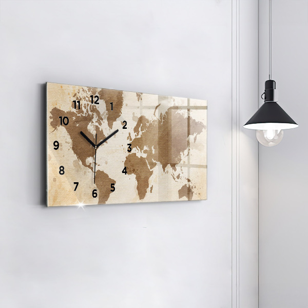 Horloge rectangulaire horizontale Carte peinte du monde