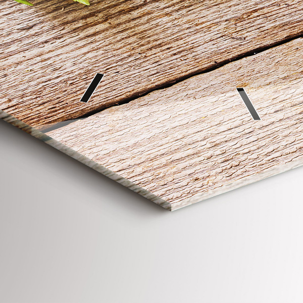 Horloge rectangulaire horizontale Fleurs sur bois