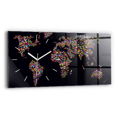 Horloge rectangulaire horizontale Carte du monde faite de points