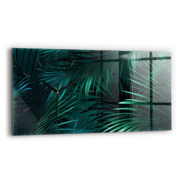 Horloge murale horizontale feuilles tropicales