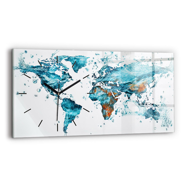 Horloge murale horizontale 'Carte de l''eau du monde'