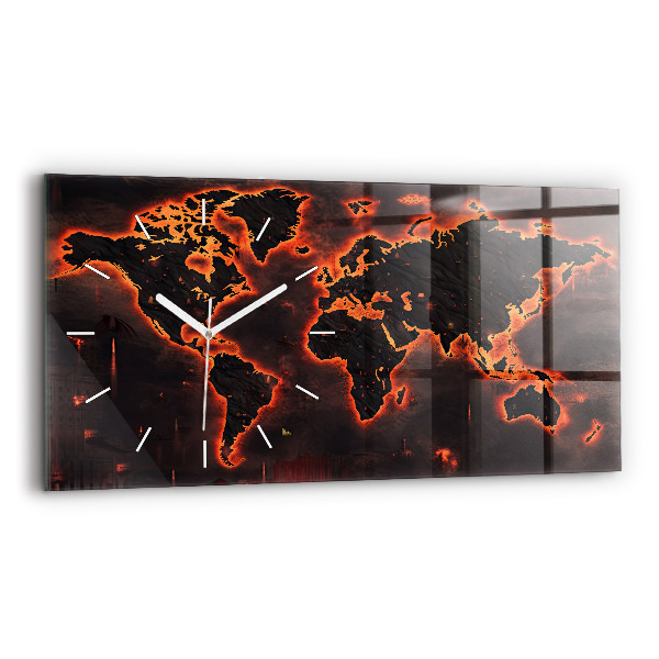 Horloge murale horizontale Carte du monde