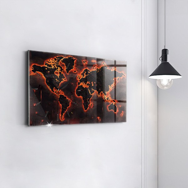 Horloge murale horizontale Carte du monde