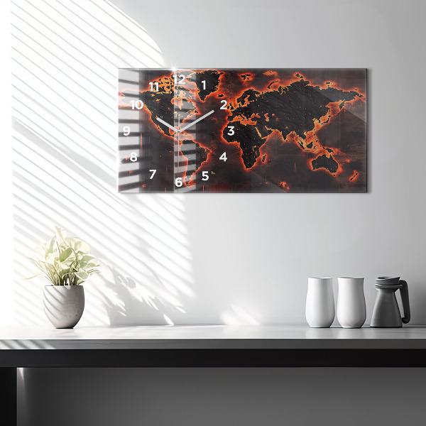 Horloge murale horizontale Carte du monde