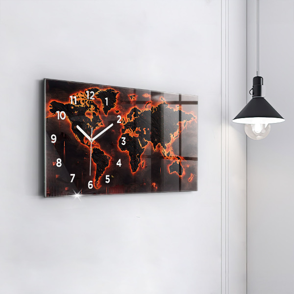 Horloge murale horizontale Carte du monde
