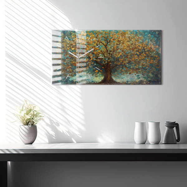 Horloge murale horizontale Arbre en mosaïque